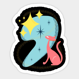 Atomic Stargazing Cat in Mid Century Modern Style Sticker